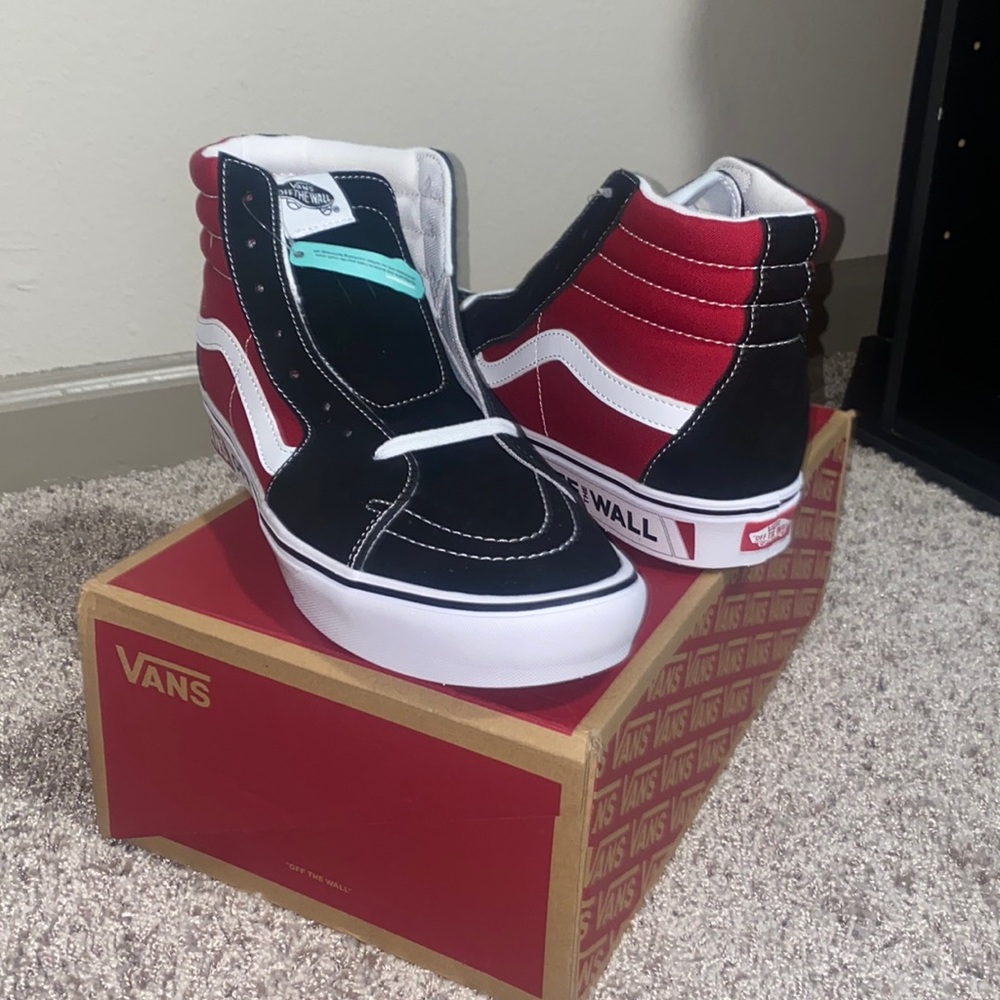 Red,Black,White High-Top Vans